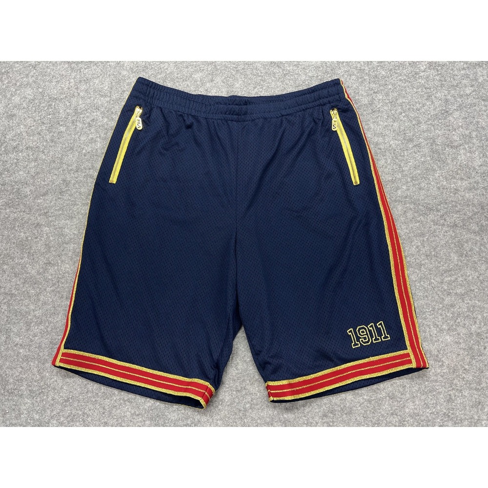 FILA Barneys New York Shorts Mens XL Blue Mesh Basketball 1911 Zip Pockets